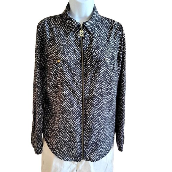 MICHAEL KORS Zip Up Tag Blouse, Long Sleeve  SZ  S - Picture 4 of 8